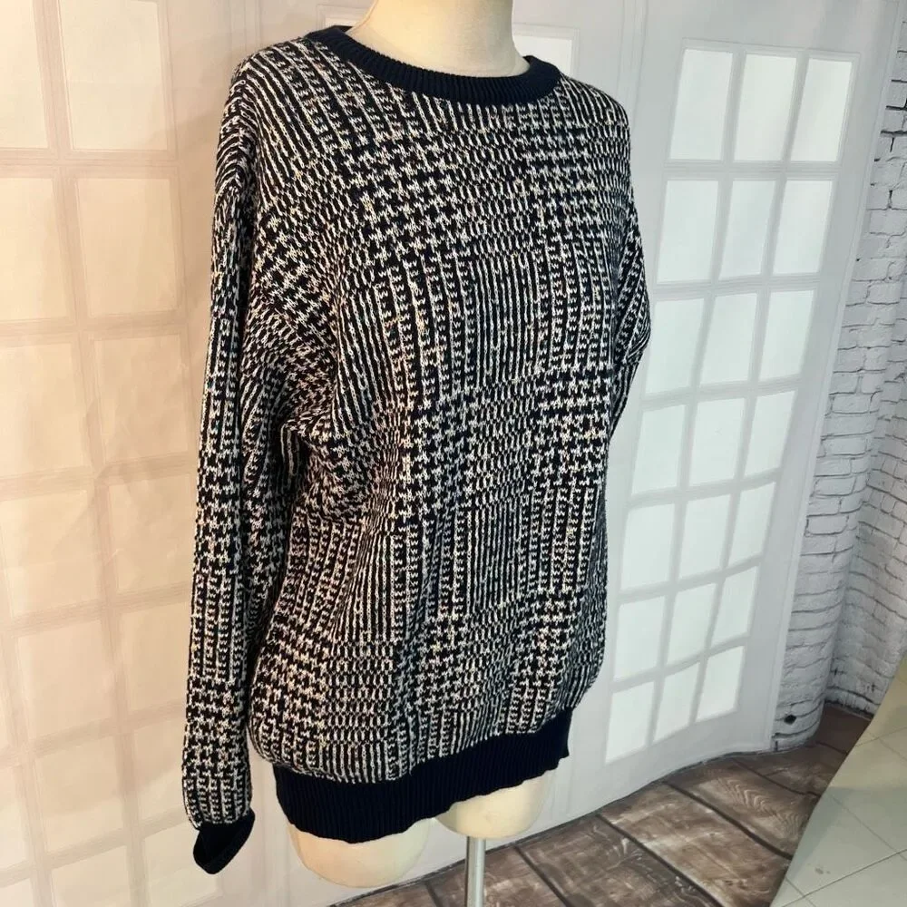 Vintage Abercrombie & Fitch Multicolor Crew Neck 100% Cotton Sweater Large